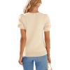 image:imagePRETTYGARDEN Womens Sweaters Spring 2026 Summer Puff Short Sleeve Sweater Trendy Cute Knit Work Blouses Business Casual TopsApricot