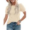 image:imagePRETTYGARDEN Womens Sweaters Spring 2026 Summer Puff Short Sleeve Sweater Trendy Cute Knit Work Blouses Business Casual TopsApricot