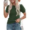 image:imagePRETTYGARDEN Womens Sweaters Spring 2026 Summer Puff Short Sleeve Sweater Trendy Cute Knit Work Blouses Business Casual TopsArmy Green