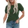 image:imagePRETTYGARDEN Womens Sweaters Spring 2026 Summer Puff Short Sleeve Sweater Trendy Cute Knit Work Blouses Business Casual TopsArmy Green