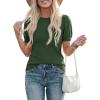image:imagePRETTYGARDEN Womens Sweaters Spring 2026 Summer Puff Short Sleeve Sweater Trendy Cute Knit Work Blouses Business Casual TopsArmy Green