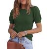 image:imagePRETTYGARDEN Womens Sweaters Spring 2026 Summer Puff Short Sleeve Sweater Trendy Cute Knit Work Blouses Business Casual TopsArmy Green