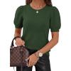 image:imagePRETTYGARDEN Womens Sweaters Spring 2026 Summer Puff Short Sleeve Sweater Trendy Cute Knit Work Blouses Business Casual TopsArmy Green