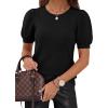 image:imagePRETTYGARDEN Womens Sweaters Spring 2026 Summer Puff Short Sleeve Sweater Trendy Cute Knit Work Blouses Business Casual TopsBlack