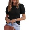 image:imagePRETTYGARDEN Womens Sweaters Spring 2026 Summer Puff Short Sleeve Sweater Trendy Cute Knit Work Blouses Business Casual TopsBlack