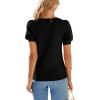 image:imagePRETTYGARDEN Womens Sweaters Spring 2026 Summer Puff Short Sleeve Sweater Trendy Cute Knit Work Blouses Business Casual TopsBlack
