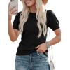 image:imagePRETTYGARDEN Womens Sweaters Spring 2026 Summer Puff Short Sleeve Sweater Trendy Cute Knit Work Blouses Business Casual TopsBlack