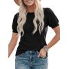 image:imagePRETTYGARDEN Womens Sweaters Spring 2026 Summer Puff Short Sleeve Sweater Trendy Cute Knit Work Blouses Business Casual TopsBlack