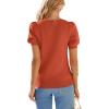 image:imagePRETTYGARDEN Womens Sweaters Spring 2026 Summer Puff Short Sleeve Sweater Trendy Cute Knit Work Blouses Business Casual TopsBrick Red