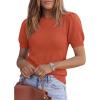 image:imagePRETTYGARDEN Womens Sweaters Spring 2026 Summer Puff Short Sleeve Sweater Trendy Cute Knit Work Blouses Business Casual TopsBrick Red