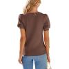 image:imagePRETTYGARDEN Womens Sweaters Spring 2026 Summer Puff Short Sleeve Sweater Trendy Cute Knit Work Blouses Business Casual TopsCoffee