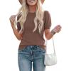 image:imagePRETTYGARDEN Womens Sweaters Spring 2026 Summer Puff Short Sleeve Sweater Trendy Cute Knit Work Blouses Business Casual TopsCoffee