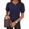 image:imagePRETTYGARDEN Womens Sweaters Spring 2026 Summer Puff Short Sleeve Sweater Trendy Cute Knit Work Blouses Business Casual TopsDark Blue