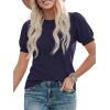 image:imagePRETTYGARDEN Womens Sweaters Spring 2026 Summer Puff Short Sleeve Sweater Trendy Cute Knit Work Blouses Business Casual TopsDark Blue