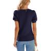 image:imagePRETTYGARDEN Womens Sweaters Spring 2026 Summer Puff Short Sleeve Sweater Trendy Cute Knit Work Blouses Business Casual TopsDark Blue