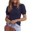image:imagePRETTYGARDEN Womens Sweaters Spring 2026 Summer Puff Short Sleeve Sweater Trendy Cute Knit Work Blouses Business Casual TopsDark Blue