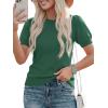 image:imagePRETTYGARDEN Womens Sweaters Spring 2026 Summer Puff Short Sleeve Sweater Trendy Cute Knit Work Blouses Business Casual TopsDark Green