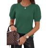 image:imagePRETTYGARDEN Womens Sweaters Spring 2026 Summer Puff Short Sleeve Sweater Trendy Cute Knit Work Blouses Business Casual TopsDark Green