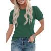 image:imagePRETTYGARDEN Womens Sweaters Spring 2026 Summer Puff Short Sleeve Sweater Trendy Cute Knit Work Blouses Business Casual TopsDark Green