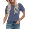 image:imagePRETTYGARDEN Womens Sweaters Spring 2026 Summer Puff Short Sleeve Sweater Trendy Cute Knit Work Blouses Business Casual TopsGrey Blue