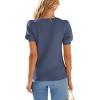 image:imagePRETTYGARDEN Womens Sweaters Spring 2026 Summer Puff Short Sleeve Sweater Trendy Cute Knit Work Blouses Business Casual TopsGrey Blue