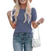 image:imagePRETTYGARDEN Womens Sweaters Spring 2026 Summer Puff Short Sleeve Sweater Trendy Cute Knit Work Blouses Business Casual TopsGrey Blue