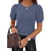 image:imagePRETTYGARDEN Womens Sweaters Spring 2026 Summer Puff Short Sleeve Sweater Trendy Cute Knit Work Blouses Business Casual TopsGrey Blue