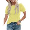 image:imagePRETTYGARDEN Womens Sweaters Spring 2026 Summer Puff Short Sleeve Sweater Trendy Cute Knit Work Blouses Business Casual TopsLight Yellow