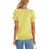 image:imagePRETTYGARDEN Womens Sweaters Spring 2026 Summer Puff Short Sleeve Sweater Trendy Cute Knit Work Blouses Business Casual TopsLight Yellow