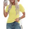 image:imagePRETTYGARDEN Womens Sweaters Spring 2026 Summer Puff Short Sleeve Sweater Trendy Cute Knit Work Blouses Business Casual TopsLight Yellow