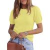 image:imagePRETTYGARDEN Womens Sweaters Spring 2026 Summer Puff Short Sleeve Sweater Trendy Cute Knit Work Blouses Business Casual TopsLight Yellow