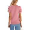 image:imagePRETTYGARDEN Womens Sweaters Spring 2026 Summer Puff Short Sleeve Sweater Trendy Cute Knit Work Blouses Business Casual TopsPink