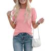 image:imagePRETTYGARDEN Womens Sweaters Spring 2026 Summer Puff Short Sleeve Sweater Trendy Cute Knit Work Blouses Business Casual TopsPink