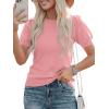 image:imagePRETTYGARDEN Womens Sweaters Spring 2026 Summer Puff Short Sleeve Sweater Trendy Cute Knit Work Blouses Business Casual TopsPink