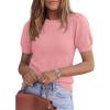 image:imagePRETTYGARDEN Womens Sweaters Spring 2026 Summer Puff Short Sleeve Sweater Trendy Cute Knit Work Blouses Business Casual TopsPink