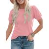 image:imagePRETTYGARDEN Womens Sweaters Spring 2026 Summer Puff Short Sleeve Sweater Trendy Cute Knit Work Blouses Business Casual TopsPink