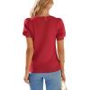 image:imagePRETTYGARDEN Womens Sweaters Spring 2026 Summer Puff Short Sleeve Sweater Trendy Cute Knit Work Blouses Business Casual TopsRed