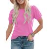 image:imagePRETTYGARDEN Womens Sweaters Spring 2026 Summer Puff Short Sleeve Sweater Trendy Cute Knit Work Blouses Business Casual TopsRose Red