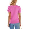 image:imagePRETTYGARDEN Womens Sweaters Spring 2026 Summer Puff Short Sleeve Sweater Trendy Cute Knit Work Blouses Business Casual TopsRose Red