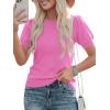 image:imagePRETTYGARDEN Womens Sweaters Spring 2026 Summer Puff Short Sleeve Sweater Trendy Cute Knit Work Blouses Business Casual TopsRose Red