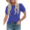 image:imagePRETTYGARDEN Womens Sweaters Spring 2026 Summer Puff Short Sleeve Sweater Trendy Cute Knit Work Blouses Business Casual TopsRoyal Blue