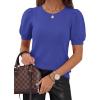 image:imagePRETTYGARDEN Womens Sweaters Spring 2026 Summer Puff Short Sleeve Sweater Trendy Cute Knit Work Blouses Business Casual TopsRoyal Blue