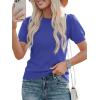image:imagePRETTYGARDEN Womens Sweaters Spring 2026 Summer Puff Short Sleeve Sweater Trendy Cute Knit Work Blouses Business Casual TopsRoyal Blue