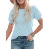 image:imagePRETTYGARDEN Womens Sweaters Spring 2026 Summer Puff Short Sleeve Sweater Trendy Cute Knit Work Blouses Business Casual TopsSky Blue