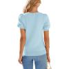 image:imagePRETTYGARDEN Womens Sweaters Spring 2026 Summer Puff Short Sleeve Sweater Trendy Cute Knit Work Blouses Business Casual TopsSky Blue