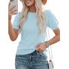 image:imagePRETTYGARDEN Womens Sweaters Spring 2026 Summer Puff Short Sleeve Sweater Trendy Cute Knit Work Blouses Business Casual TopsSky Blue