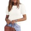 image:imagePRETTYGARDEN Womens Sweaters Spring 2026 Summer Puff Short Sleeve Sweater Trendy Cute Knit Work Blouses Business Casual TopsWhite