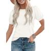 image:imagePRETTYGARDEN Womens Sweaters Spring 2026 Summer Puff Short Sleeve Sweater Trendy Cute Knit Work Blouses Business Casual TopsWhite