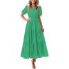 image:imagePRETTYGARDEN Womens Summer Maxi Dresses 2026 Casual Puff Sleeve V Neck Smocked Flowy Eyelet Cotton Dress Spring SundressGreen