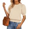 image:imagePRETTYGARDEN Womens Sweaters Spring 2026 Summer Puff Short Sleeve Sweater Trendy Cute Knit Work Blouses Business Casual TopsApricot